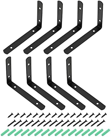 Aparat ortodontyczny |   5.91″X4.33″X0.79″ (Dł.xSz.xWys) L Uchwyt Kątownikowy – 4 Szt. – Idealny do Naprawy Mebli Drewnianych – Kątowniki ze Stali Nierdzewnej z Wkrętami – Czarny