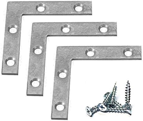 Aparat ortodontyczny |   Ekstra mocne 12-pack L-kształtne płaskie kątowniki ze stali ocynkowanej 1,5″ x 1,5″ z wkrętami 1/2″ x 4