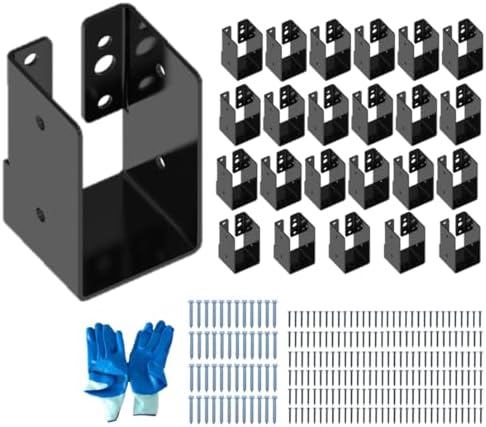 Aparat ortodontyczny |   Ukryte Wieszaki Belkowe (24 sztuki) – Stalowe Uchwyt Belkowy 2″ X 4″ – Ukryte na Zewnątrz – Wieszaki z Flanżami – Do Użytku z Drewnem 2″ X 4″ – W Komplecie z Wkrętami do Drewna i Parą Rękawic.