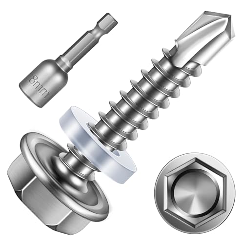 Śruby |   2 szt. wkręty samowiercące #1×1″ do metalu, 41 ze stali nierdzewnej, wkręty blacharskie, wkręty samowiercące z główką sześciokątną, wkręty Tek o wysokiej wytrzymałości do szybkiego wkręcania