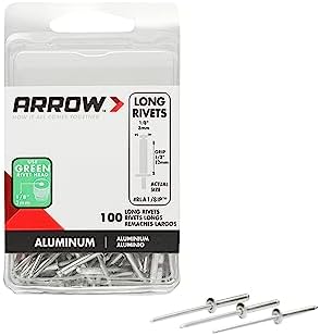 Nitów |   Rla1/8Ip Długie aluminiowe nitonakrętki 1/8 cala do metalu, tkanin, skóry i napraw samochodowych, 100 sztuk