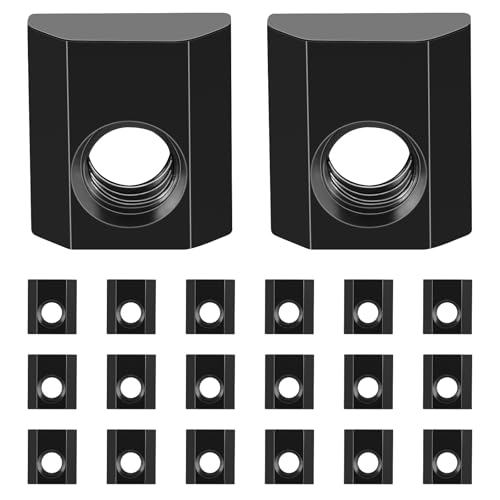 T-nuty |   20 sztuk nakrętek T-slot 5/16-18 z centralnym otworem 0,79×0,71×0,28 cala, przesuwne nakrętki T do ekstrudowanych torów T, maszyny stolarskie, stoły narzędziowe, stal węglowa czarna