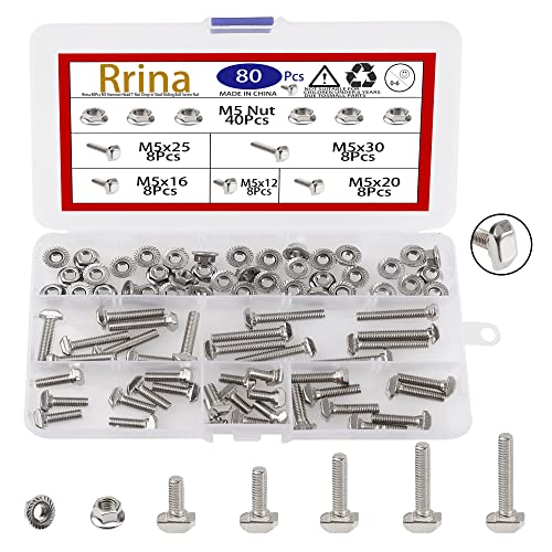 T-nuty |   Zestaw 8 sztuk wkrętów z główką młotkową T-slot do wkręcania, śrub i nakrętek, do europejskiego standardu profili aluminiowych (seria M5-2)