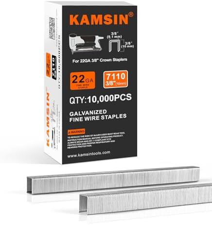 Zszywacze |   22-gauge ocynkowane zszywki drobne 3/8" (9 mm) korona 3/8" (10 mm) długość nogi zszywek serii 71 do tapicerki, zszywacz do tapicerki, tkanin, szafek 10 000 sztuk w opakowaniu (1 opakowanie)